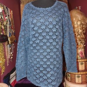 Class 955 Vintage Blue Crocheted Swimsuit Cover M/L